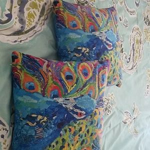 Peacock throw pillows